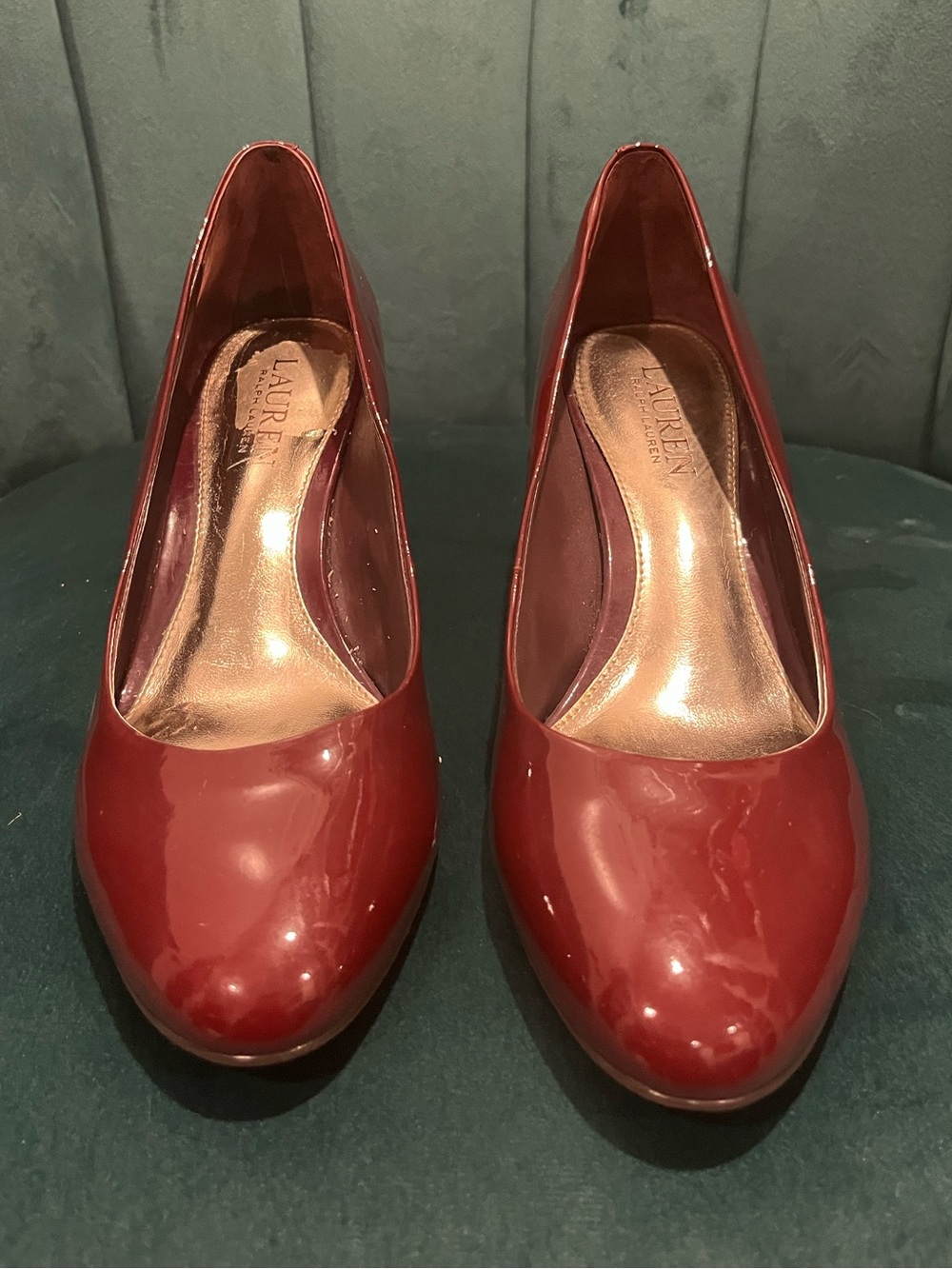 Ralph Lauren Magenta 7.5 Patent Leather Block Heels